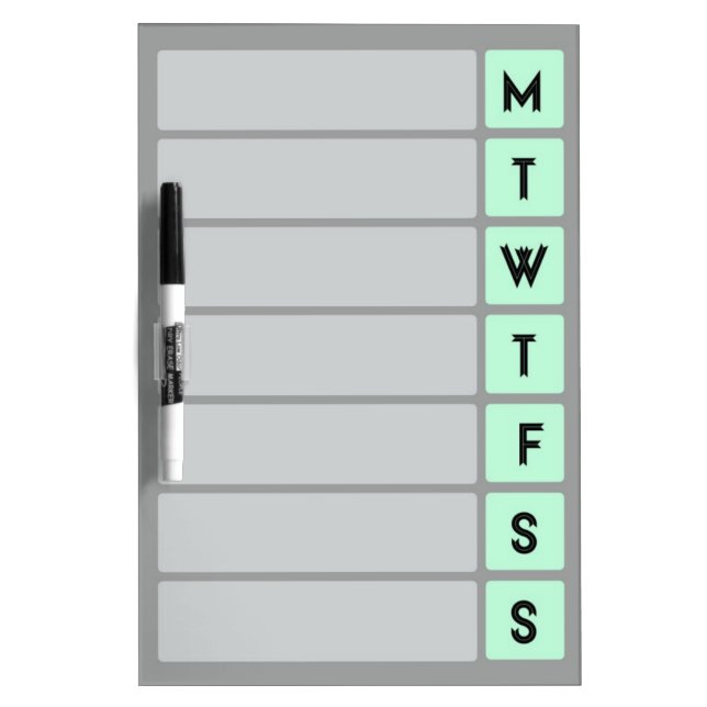 Organize Your Week - Mint and Grey Dry Erase Board (Front)