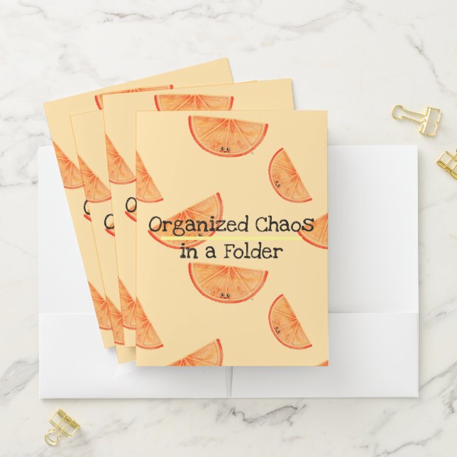 Organized Chaos, Kawaii Orange Pocket Folder (In Situ)