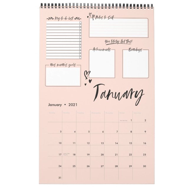 Organized Chaos Motivational Monthly Planning Calendar (Jan 2021)