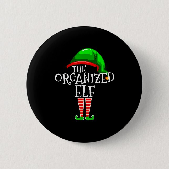 Organized Elf Group Matching Family Christmas  Button (Front)