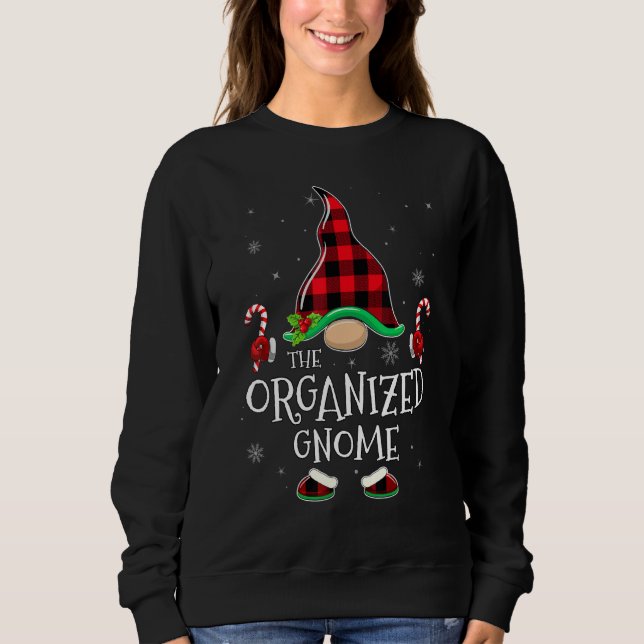 Organized Gnome Buffalo Plaid Matching Family Chri Sweatshirt (Front)