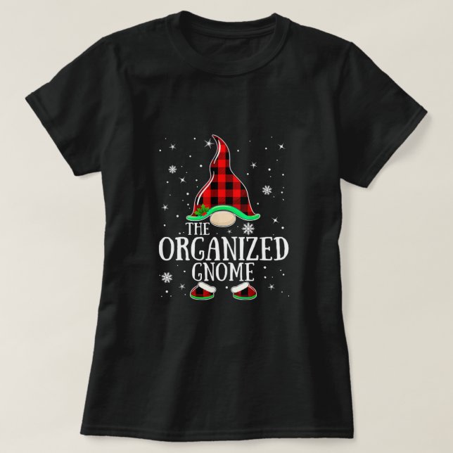 Organized Gnome Buffalo Plaid Matching Family Chri T-Shirt (Design Front)