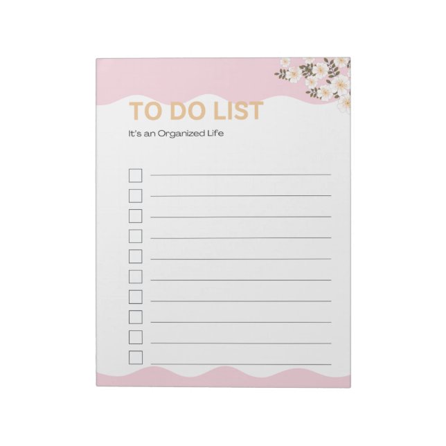 Organized Life To Do List Pink Planner Page Notepad (Rotated)