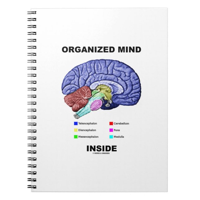 Organized Mind Inside (Anatomical Brain Attitude) Notebook (Front)
