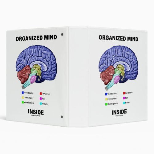 Organized Mind Inside Anatomical Brain Humor 3 Ring Binder