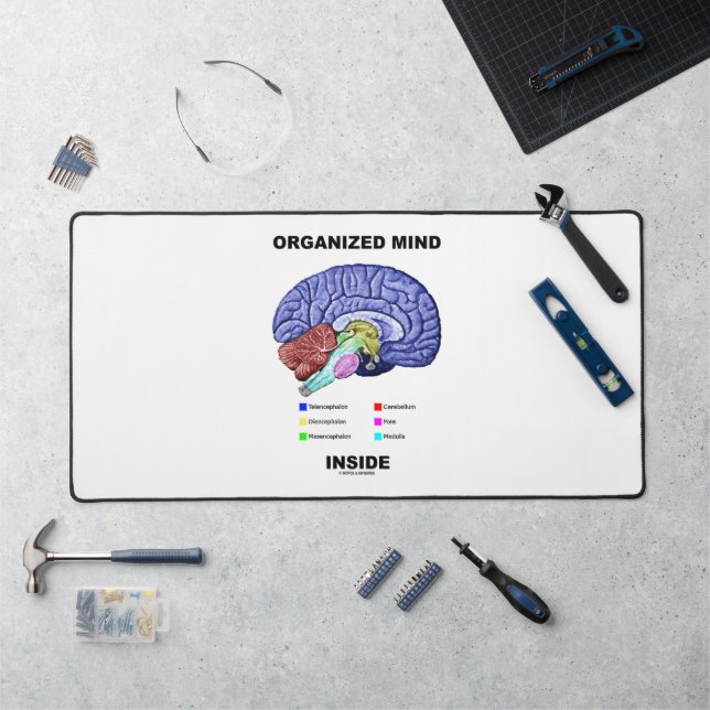 Organized Mind Inside Anatomical Brain Humor Desk Mat (Workstation)
