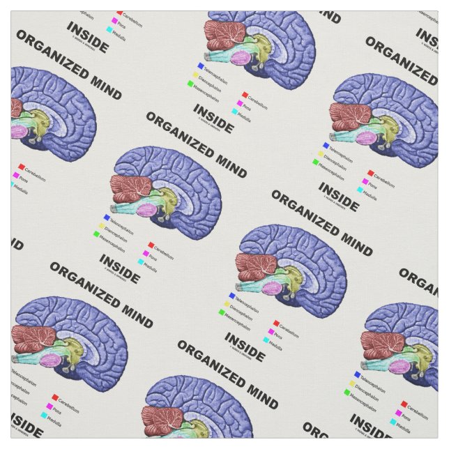 Organized Mind Inside Anatomical Brain Humor Fabric (Swatch)