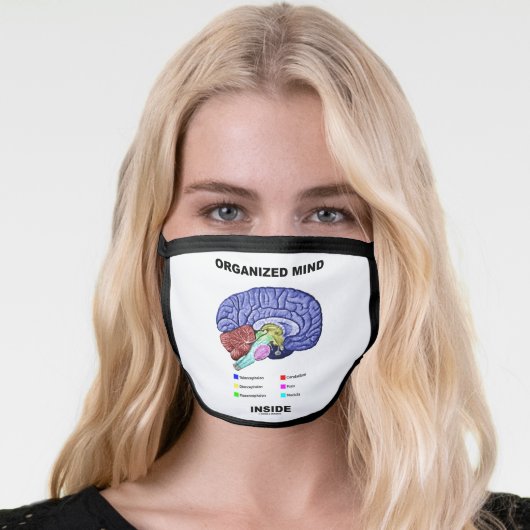 Organized Mind Inside Anatomical Brain Humor Face Mask (Worn Her)
