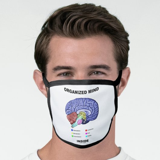 Organized Mind Inside Anatomical Brain Humor Face Mask (Worn Him)