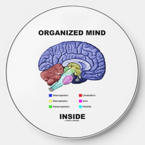 Organized Mind Inside Anatomical Brain Humor Wireless Charger