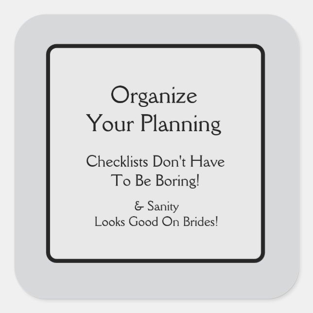 Organized Planning Square Sticker (Front)