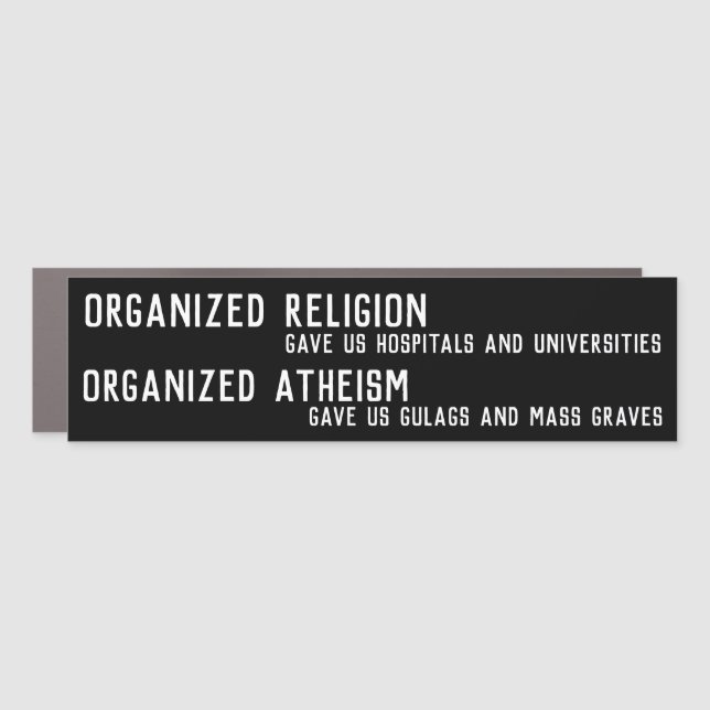 Organized religion car magnet (Front)