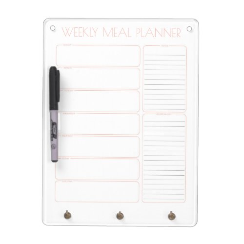 Organized Weekly Meal Planning  Shopping List Dry Erase Board