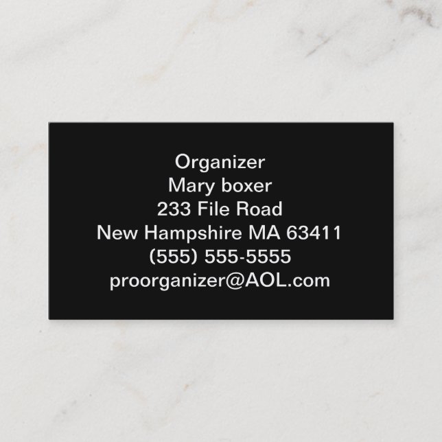 Organizer business cards (Front)