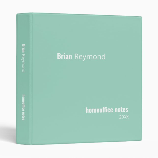 Organizing Home Office Notes light-teal blue 3 Ring Binder (Front/Spine)