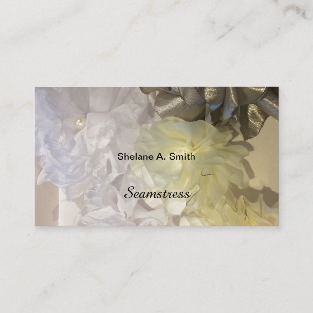 Organza Fabric Flowers Business Card (Front)