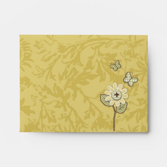 Organza Flowers Gold Envelope A2