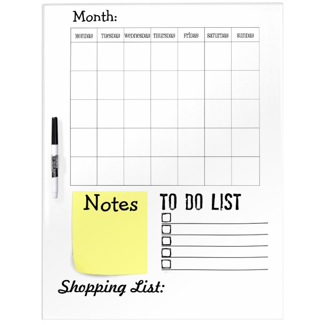 Orgnized White Board - Calendar, To Do, Notes.. (Front)