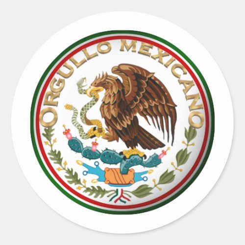 Orgullo Mexicano Eagle from Mexican Flag Classic Round Sticker