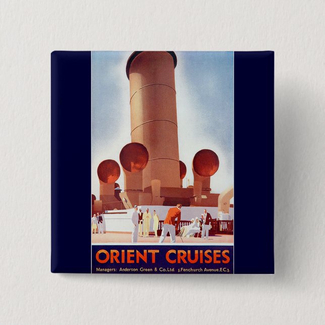 Orient Cruises Big Funnel Pinback Button (Front)