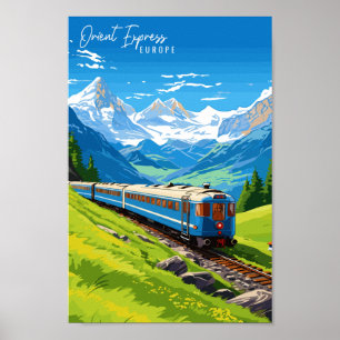 Orient Express Europe vintage travel illustration Poster