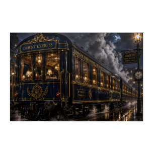 Orient Express Night Station Steam Train Art