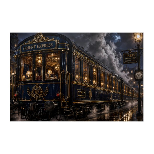 Orient Express Night Station Steam Train Art (Front)