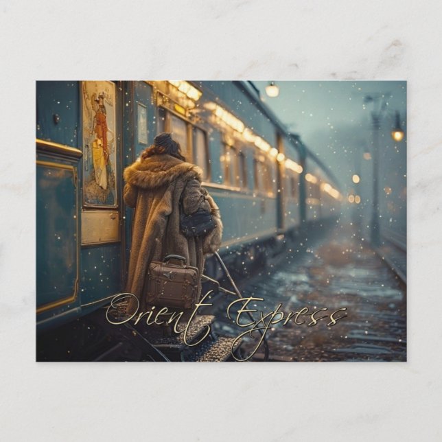 Orient Express Railroad Train Travel Ai Imagined Postcard (Front)
