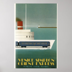 Orient Express Train Ferry Art Deco Poster