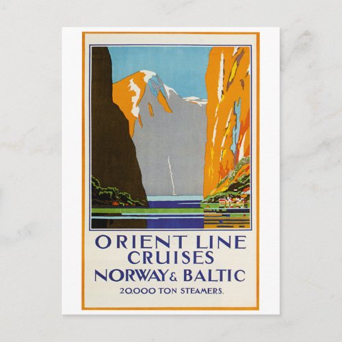 Orient Line Cruises Norway and Baltic Vintage Postcard