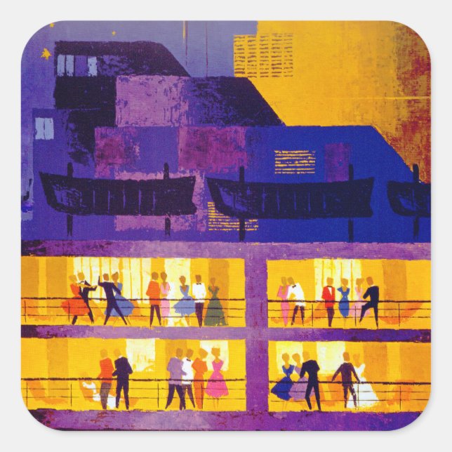 Orient Line ~ Party on Deck Square Sticker (Front)