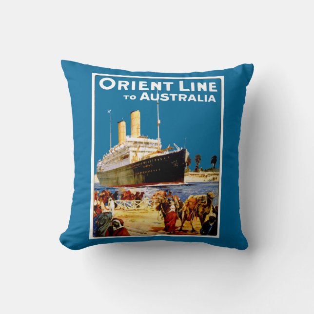 Orient Line to Australia Throw Pillow (Front)