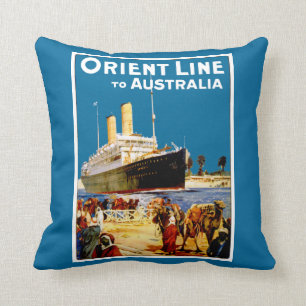 Orient Line to Australia Throw Pillow
