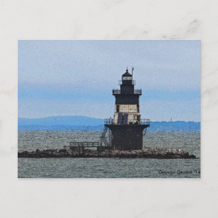 Orient Point Light House on Stoming Morning Postcard