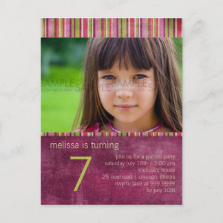 Orient Stripe Burgundy • Birthday Party Invitation Postcard