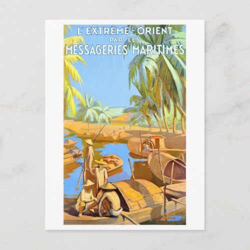 Orient Vintage Travel Poster Restored Postcard