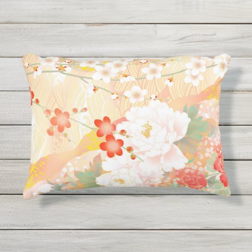 Oriental Accent Japanese Floral Soft Colors_1 Outdoor Pillow