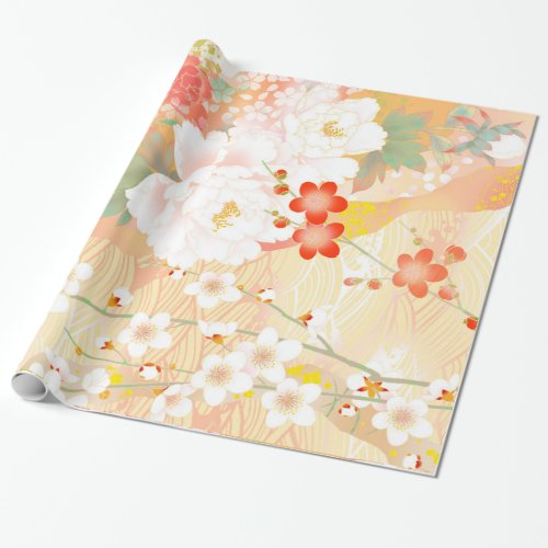 Oriental Accent Japanese Floral Soft Colors_1 Wrapping Paper