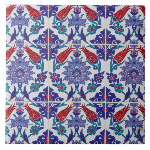 Oriental Andalusia Blue Flowers Arabesque Pattern Ceramic Tile