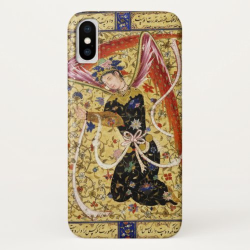 ORIENTAL ANGEL WITH FLOWERS AND WHITE BOW iPhone X CASE