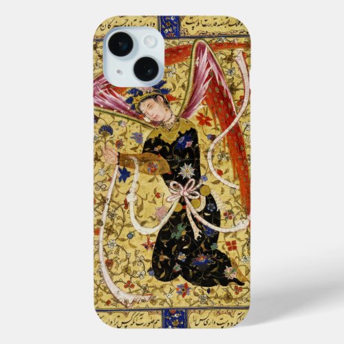 ORIENTAL ANGEL WITH FLOWERS AND WHITE BOW iPhone 15 PLUS CASE