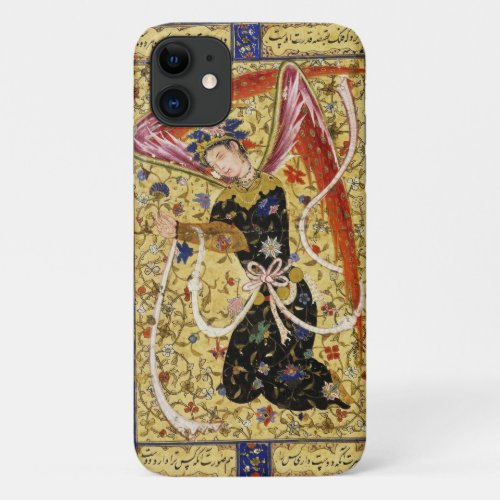 ORIENTAL ANGEL WITH FLOWERS AND WHITE BOW iPhone 11 CASE
