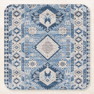 Oriental Antique Blue Kilim Rug Square Paper Coaster