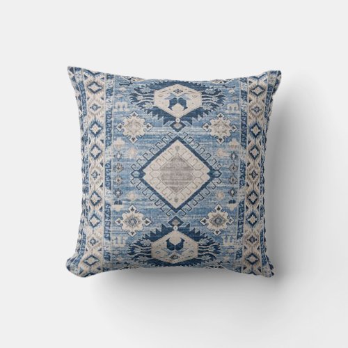 Oriental Antique Blue Kilim Rug  Throw Pillow