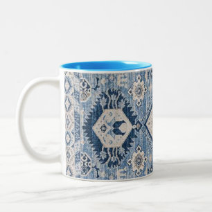 Oriental Antique Blue Kilim Rug Two-Tone Coffee Mug