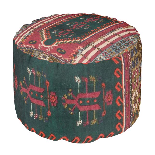 Oriental Antique Kilim Rug   Pouf (Angled Front)