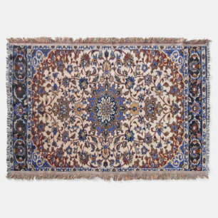 Oriental Antique Persian Turkish Blue Rug Carpet Throw Blanket