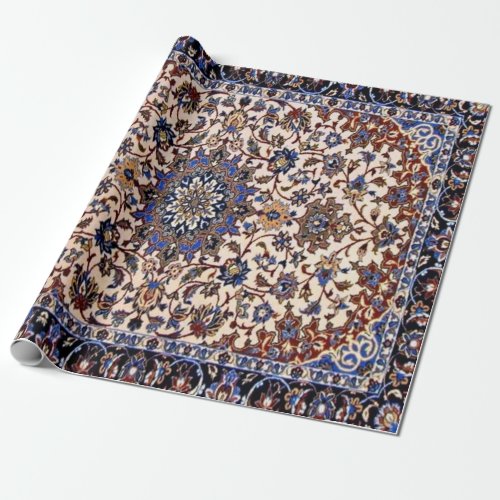 Oriental Antique Persian Turkish Blue Rug Carpet Wrapping Paper