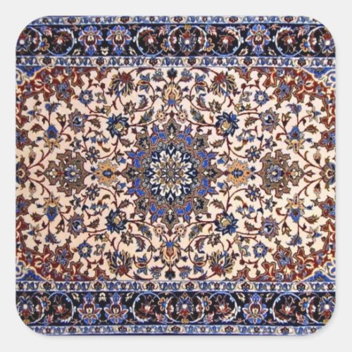 Oriental Antique Persian Turkish Blue Rug Square Sticker