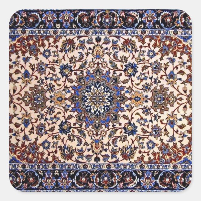 Oriental Antique Persian Turkish Blue Rug Square Sticker (Front)